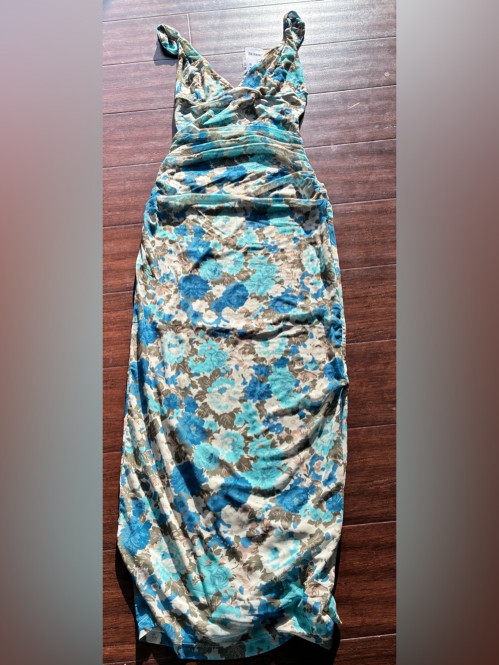 FP Movement by Free People Floral Blue and Brown Midi Dress